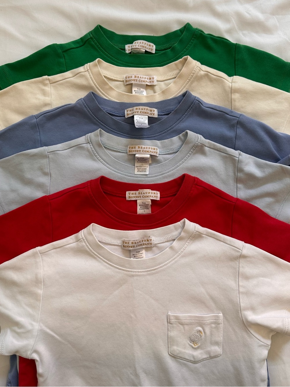 6 TBBC Carter Crewneck tshirts | size 5 | 100% Pima cotton made in Peru